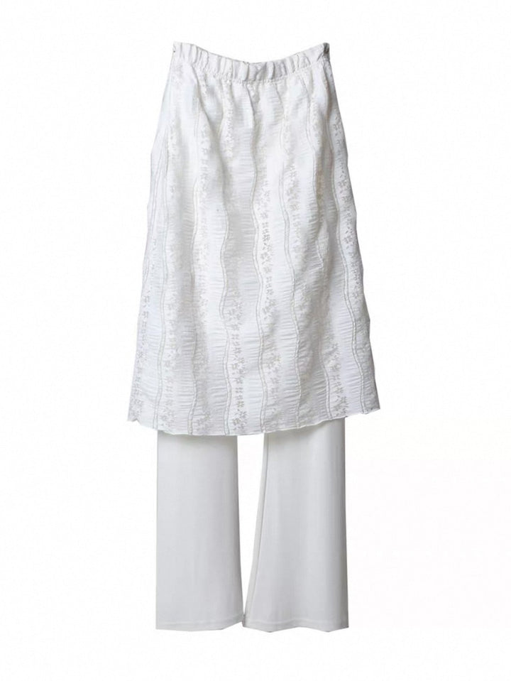 レーススカート付きフレアパンツ