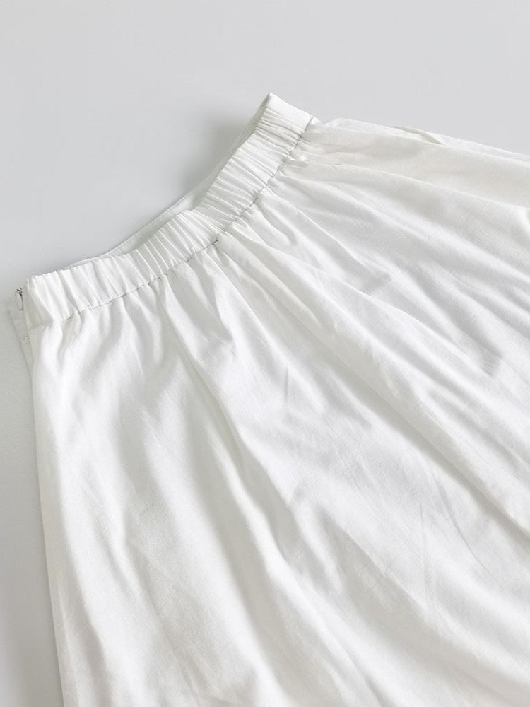 ホワイトルーズシャツフレアスカートセット