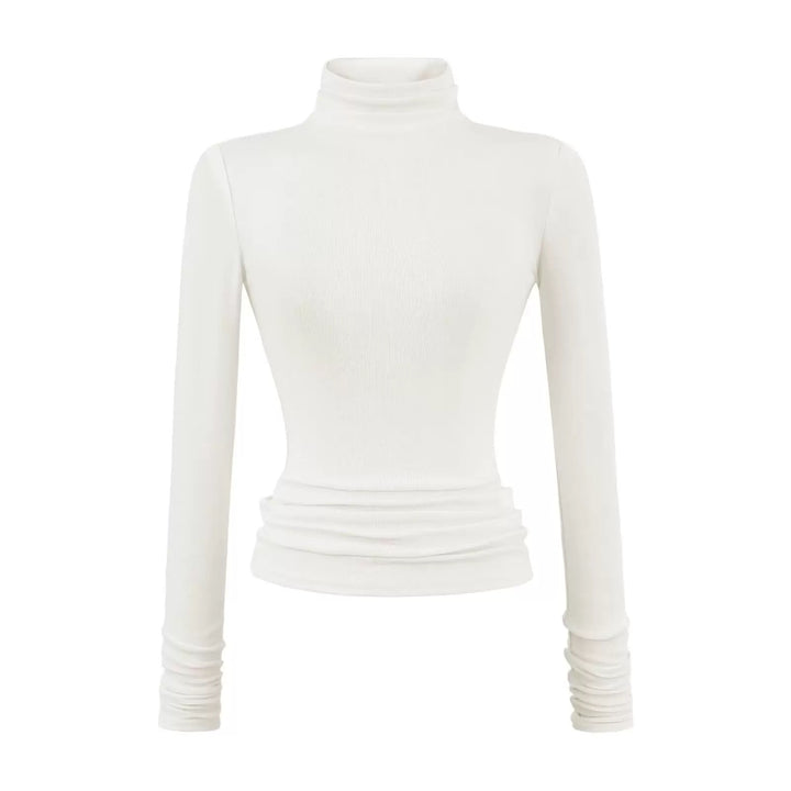 ベーシックソリッドカラータートルネックトップス