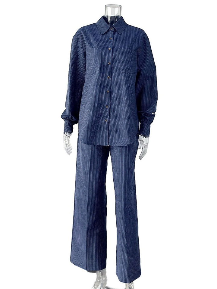 ピンストライプシャツパンツセットアップ