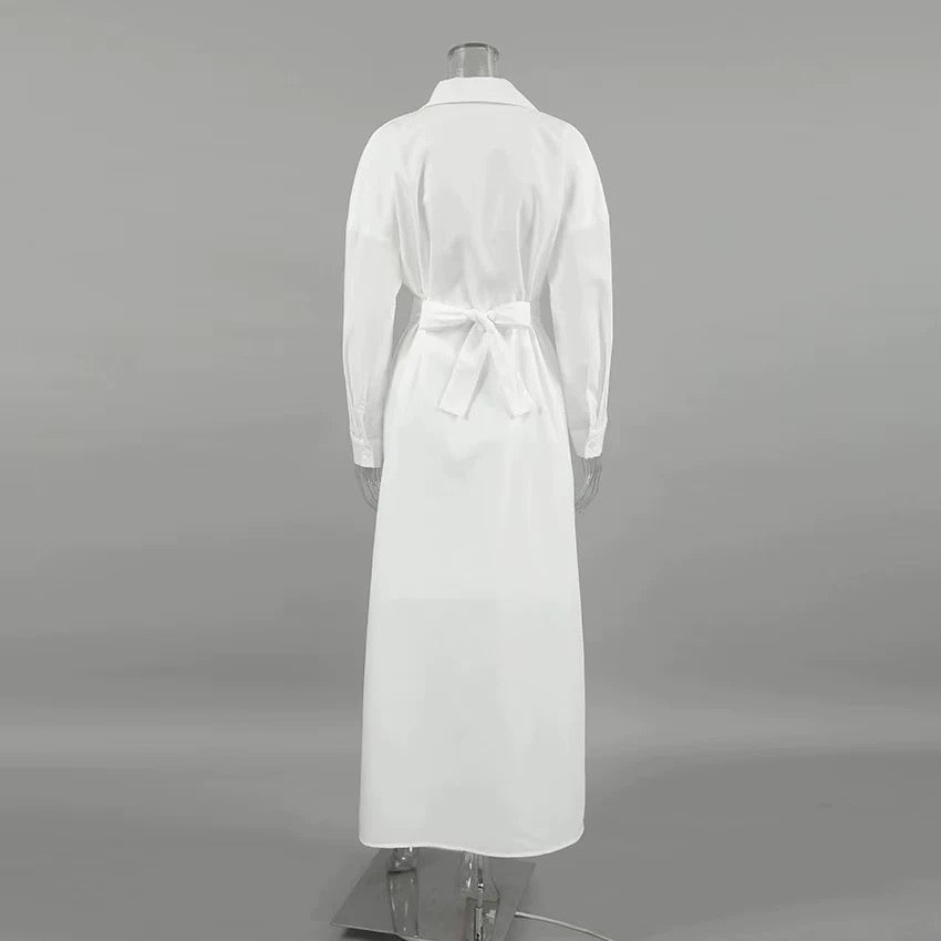 フロントスリットシャツマキシワンピース