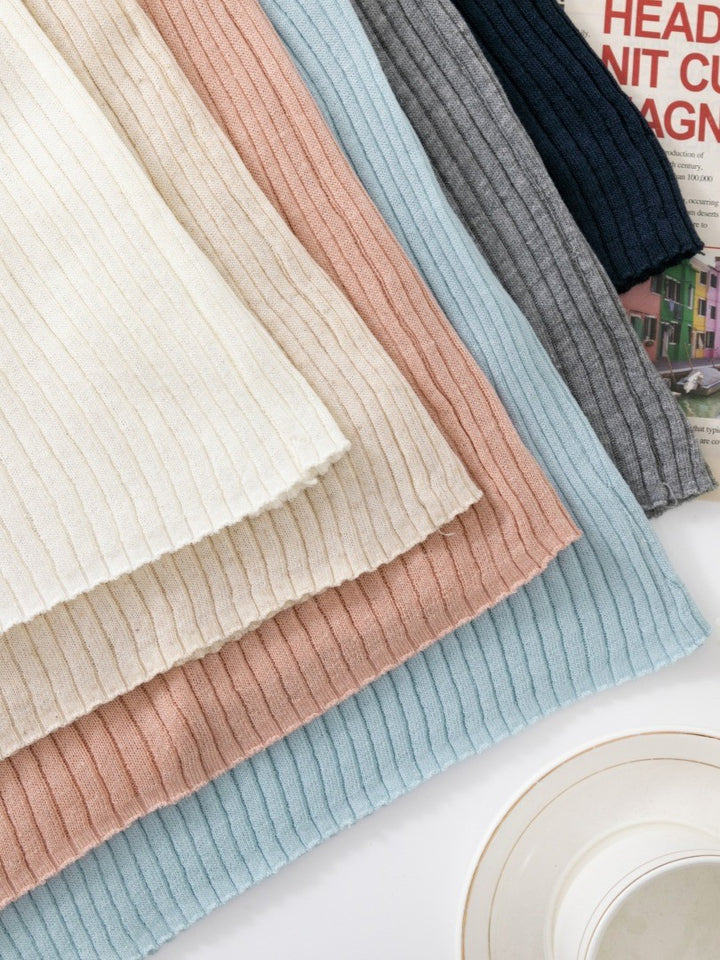 リネンブレンドUネックリブタンクトップ（パステル）