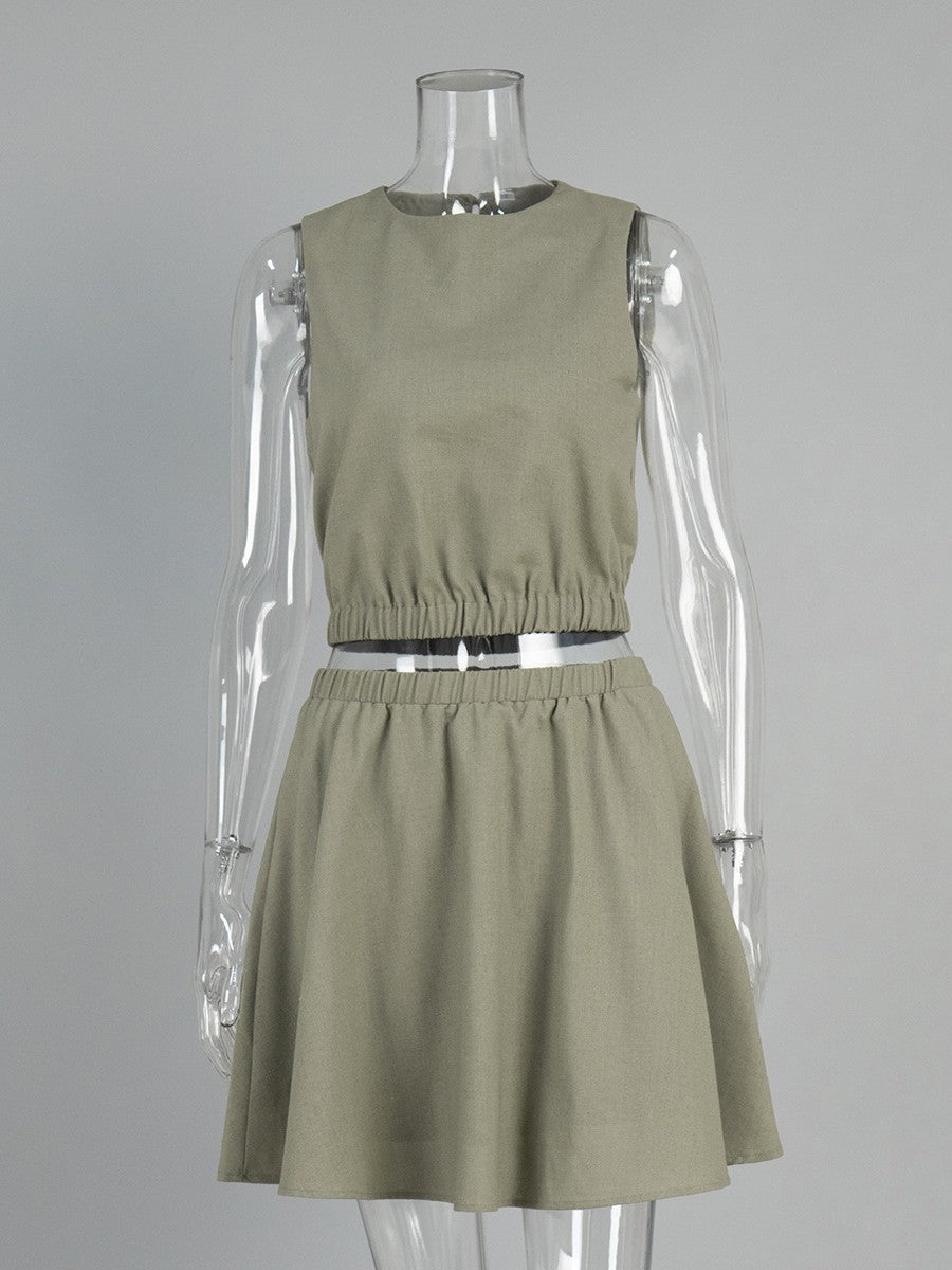 綿麻セパレートスリーブレスワンピース