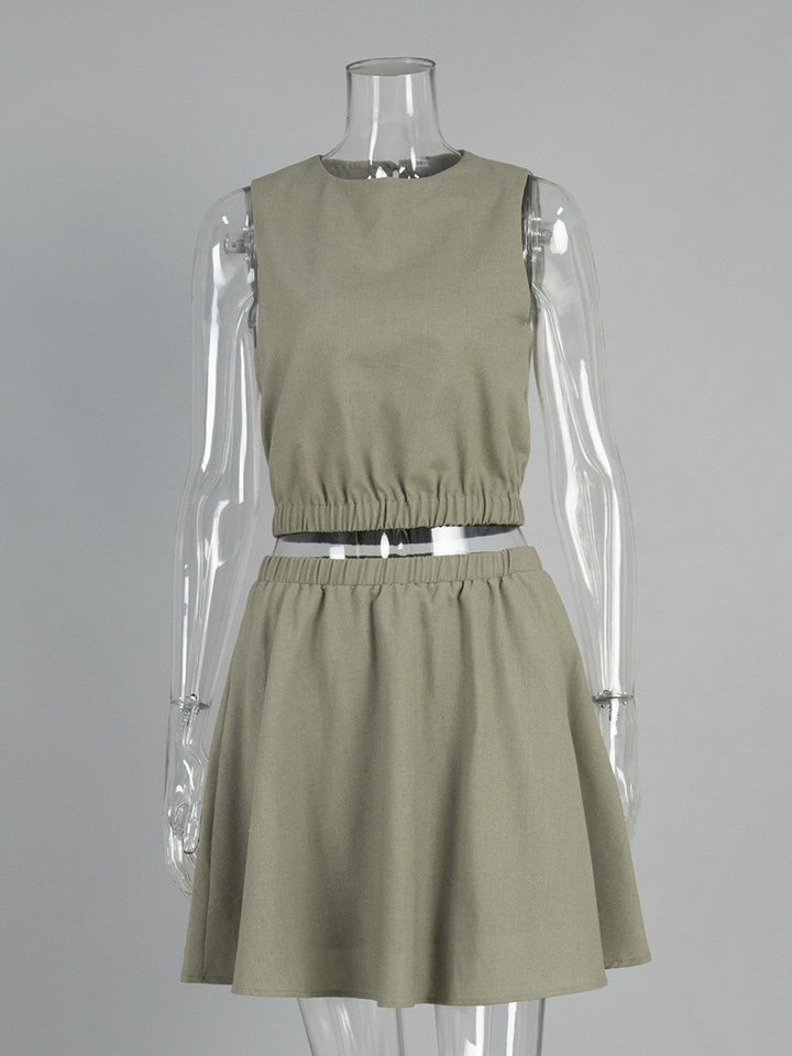 綿麻セパレートスリーブレスワンピース