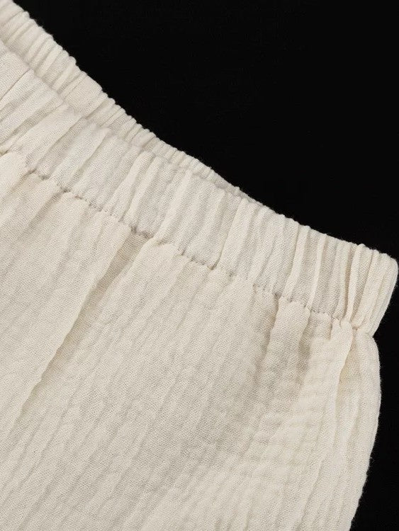 モスリンコットンフリルチュニックパンツセット
