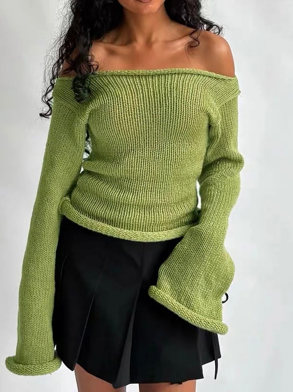 ベルスリーブオフショルニット