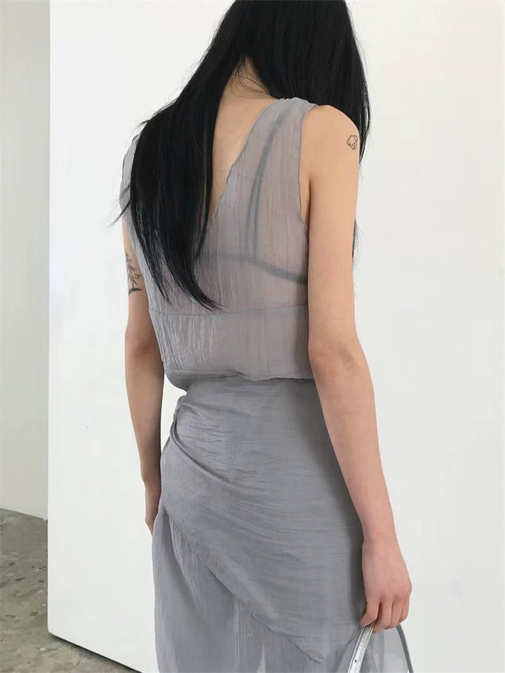 スカーフ付きテクスチャーワンピース