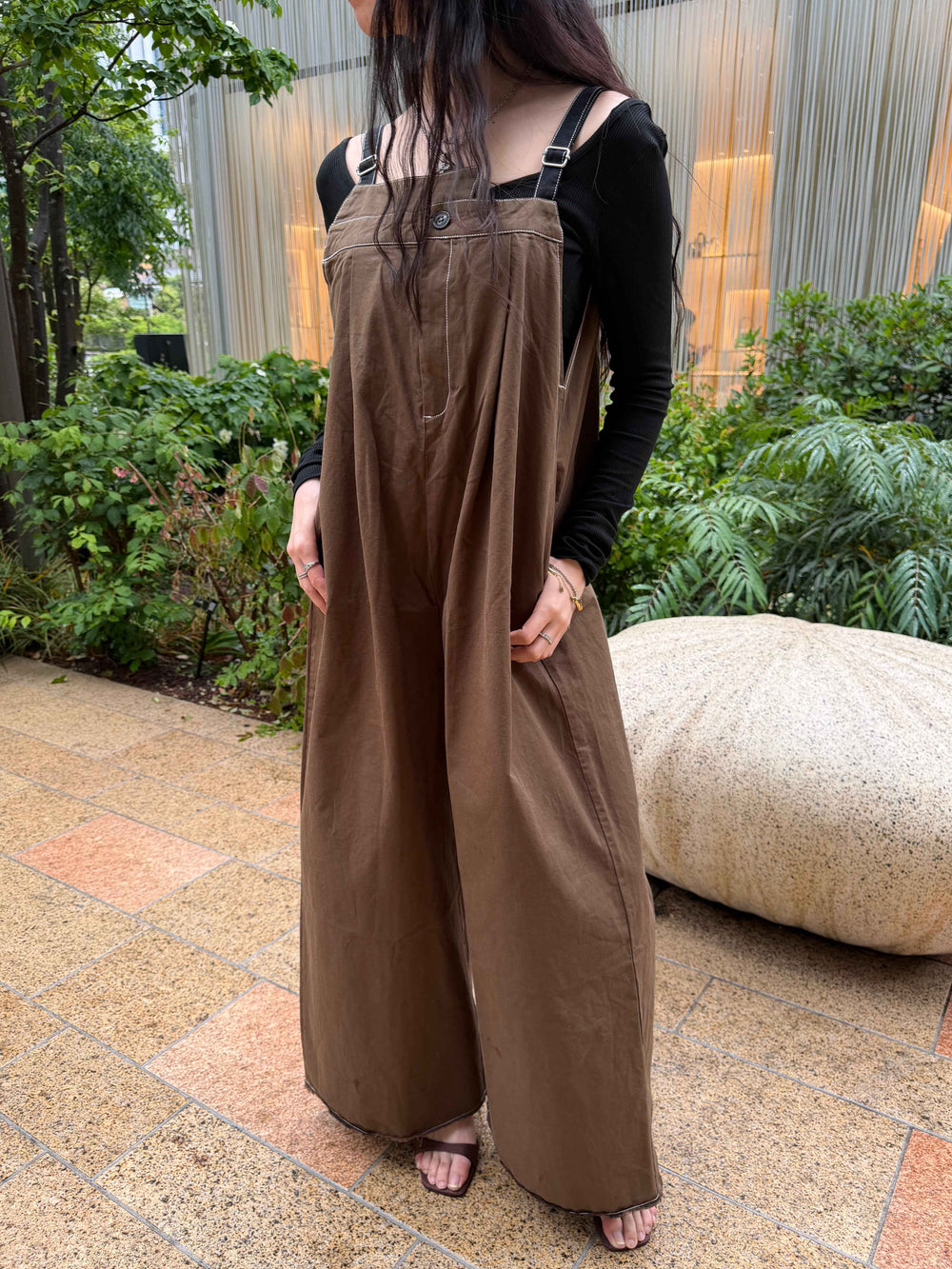 【アウトレット】(即納) 【 Select 】綿ツイルアシメサロペット