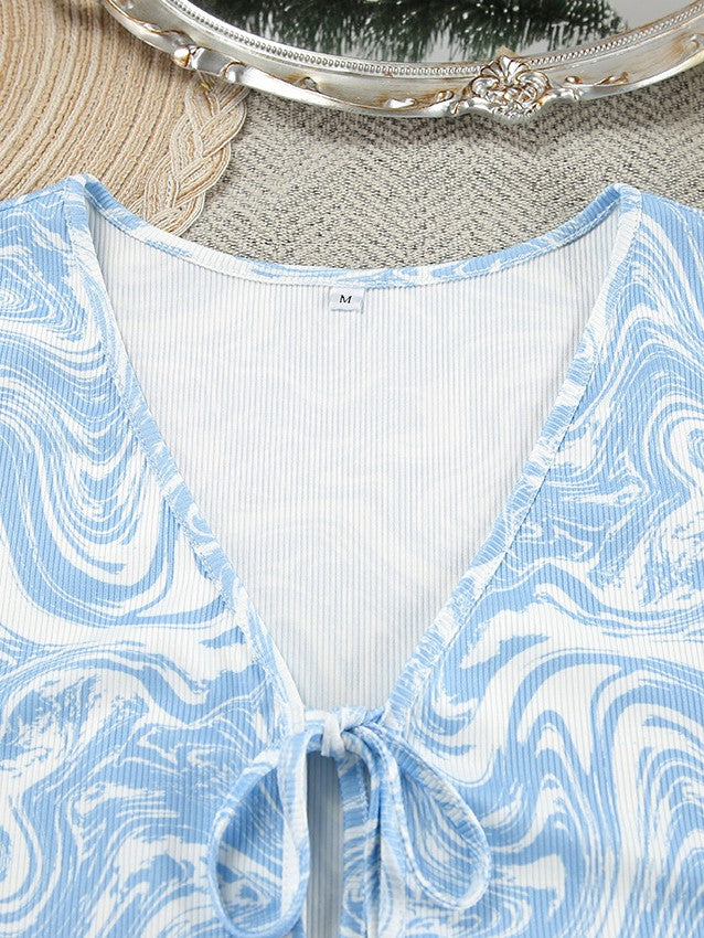 マーブルリブレースアップパンツセットアップ