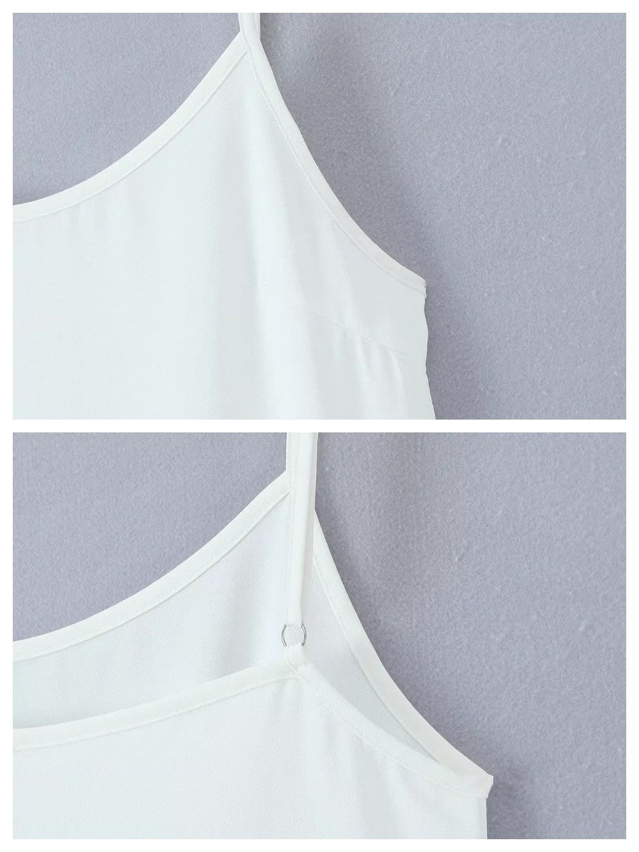 レースレイヤードアシンメトリーキャミワンピース