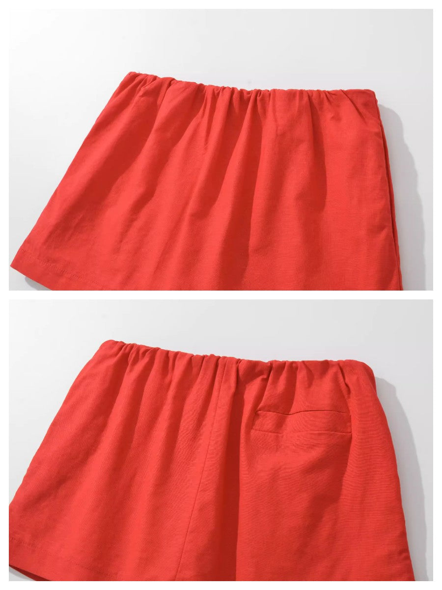 コットンリネンミニスコートショーツ