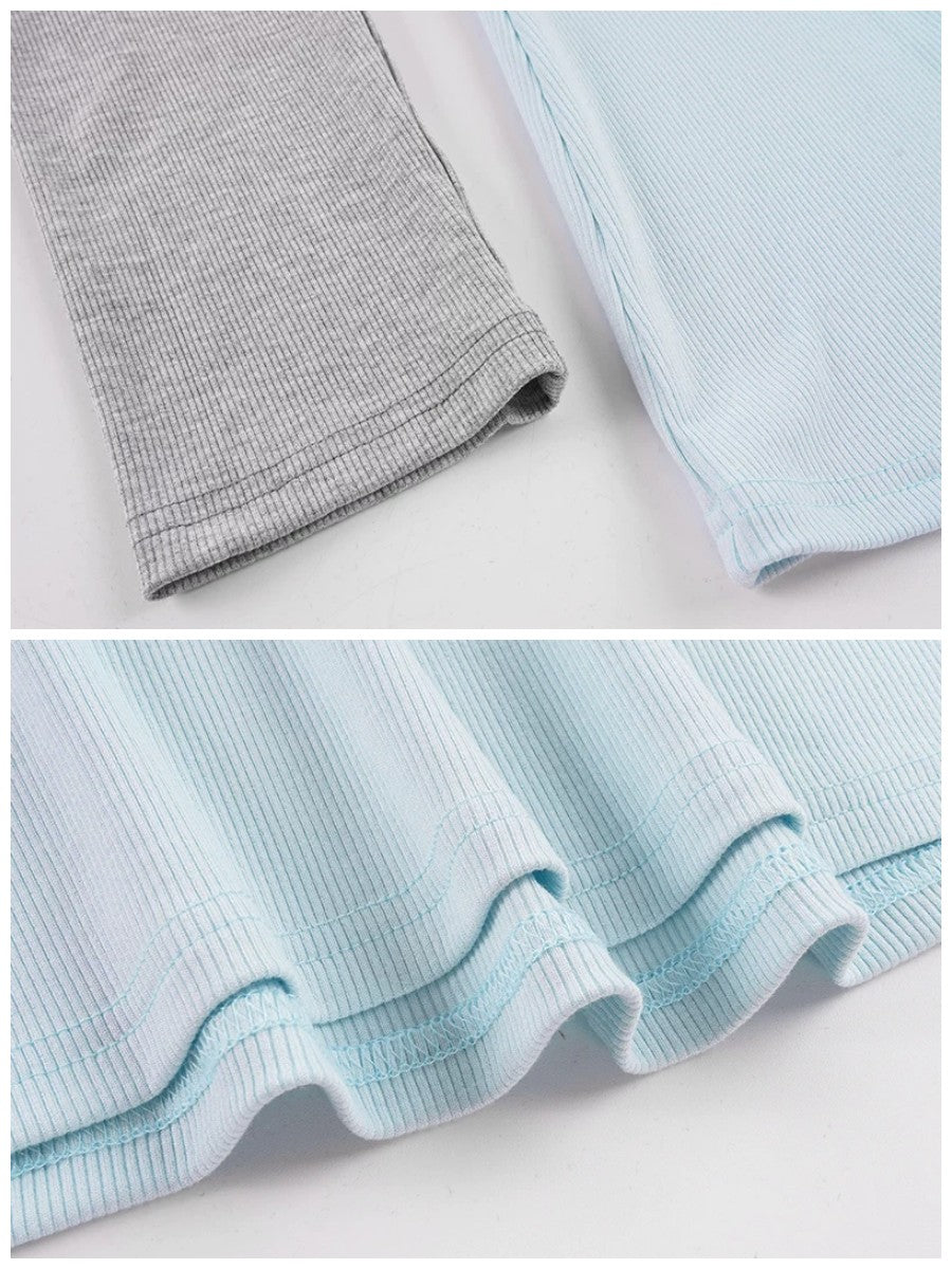 オフショルラグランスリーブリブトップス
