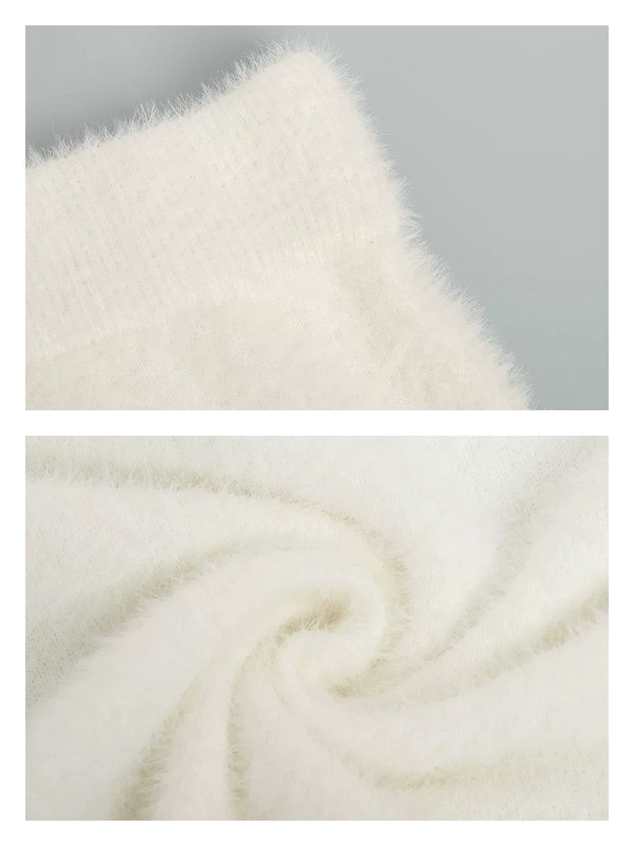 シャギーニットルーズセータースカートセット