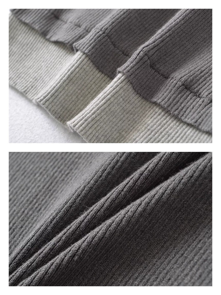 レイヤードバイカラーリブニットトップス