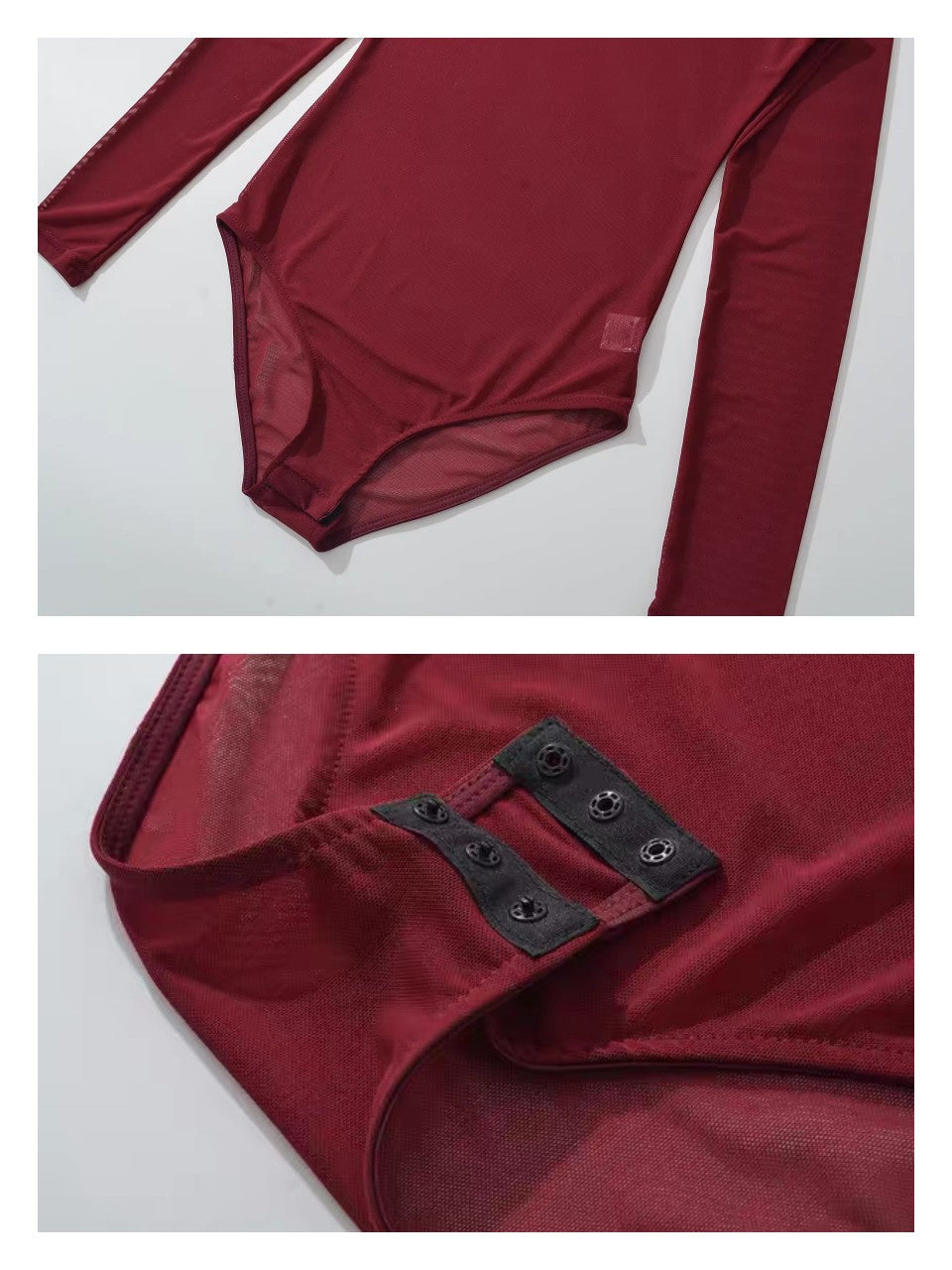 シアーモックネックボディースーツ