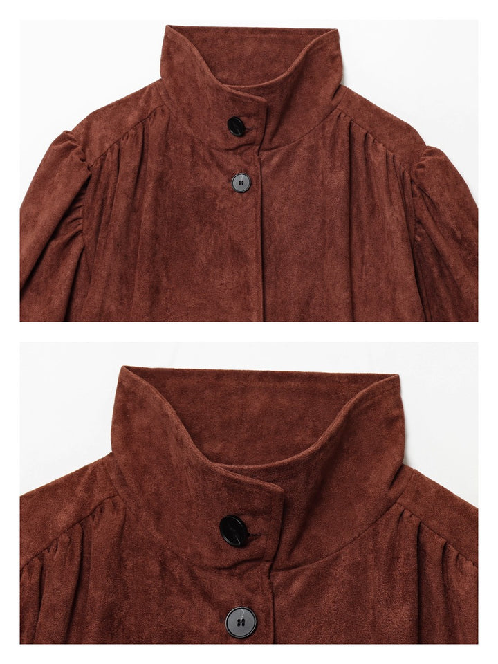 パフスリーブスウェードライクジャケット