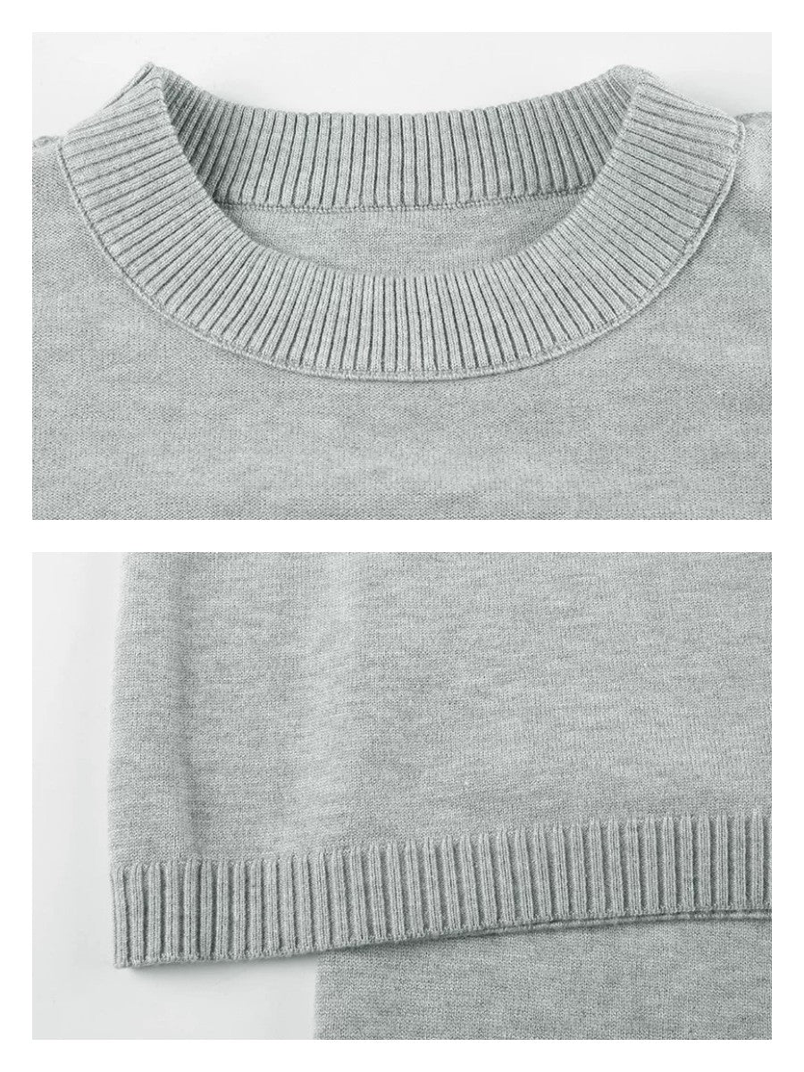 グレーニットフォールドウエストパンツセット