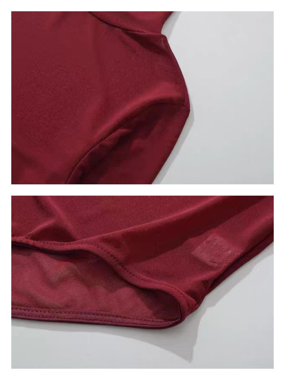 シアーモックネックボディースーツ