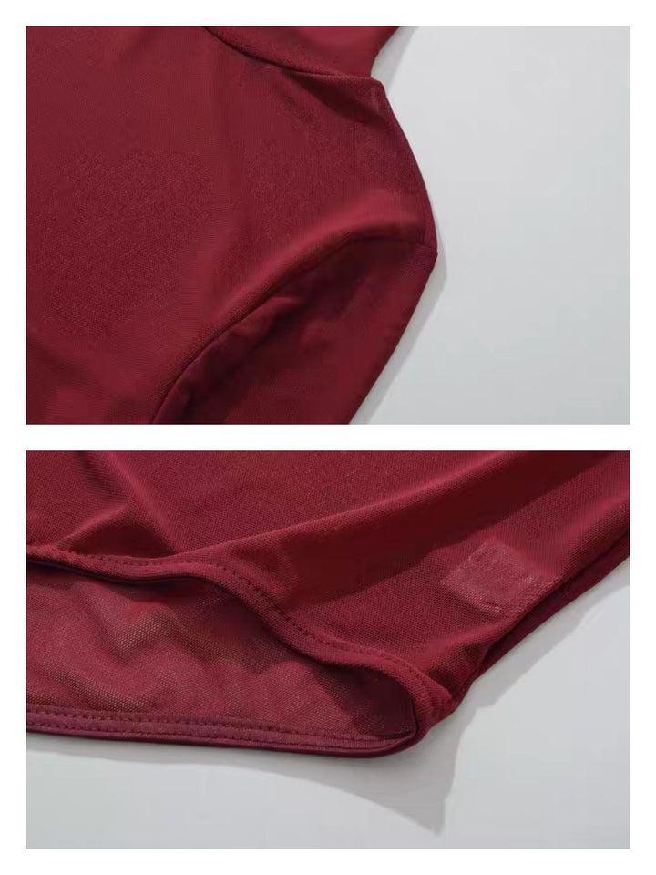 シアーモックネックボディースーツ