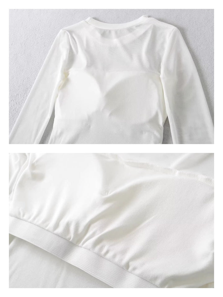 カップ付きシアーメッシュ切り替えトップス