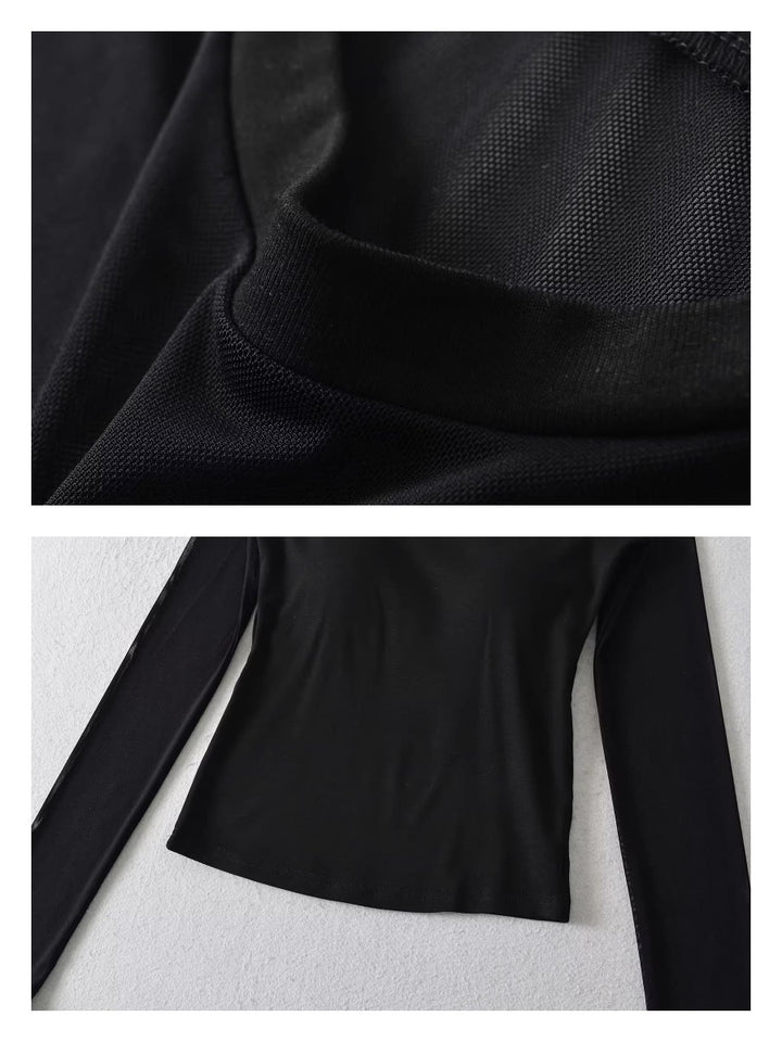 カップ付きシアーメッシュ切り替えトップス