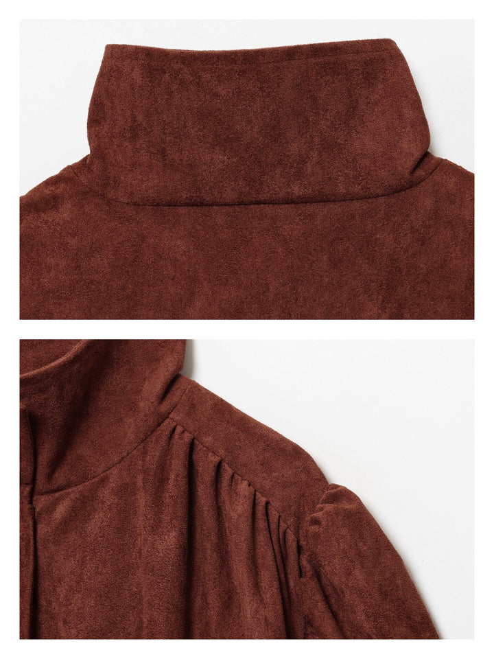 パフスリーブスウェードライクジャケット