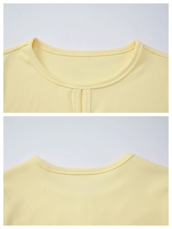 フロントカットアウトリブTシャツ