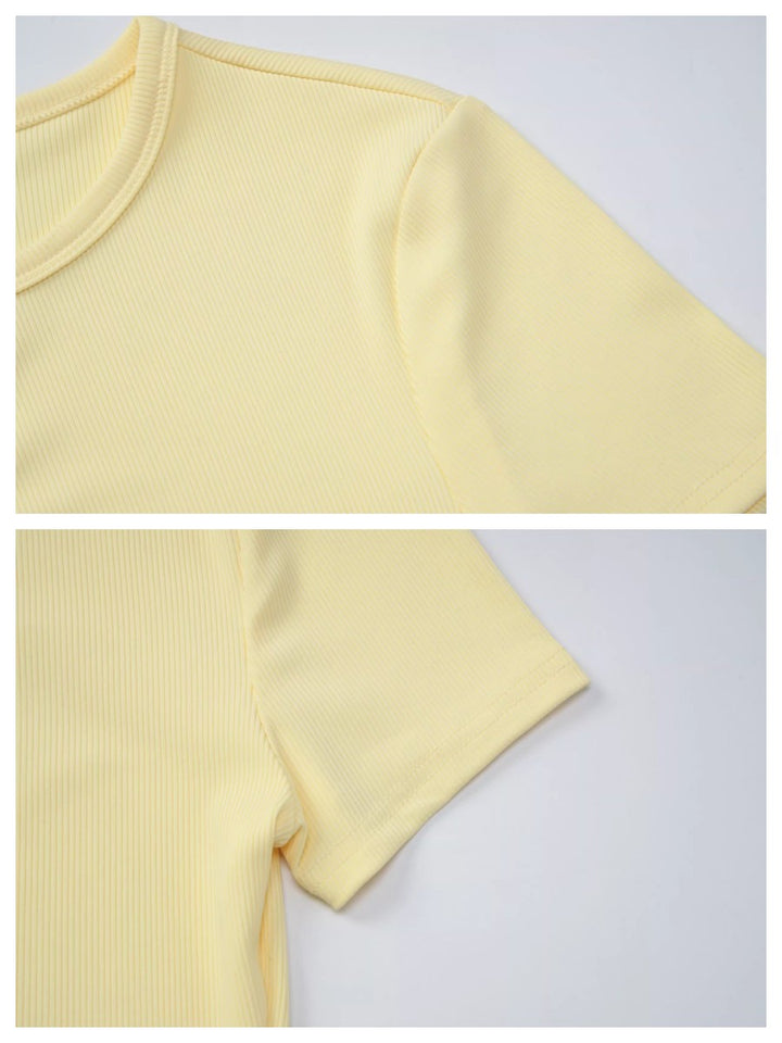 フロントカットアウトリブTシャツ