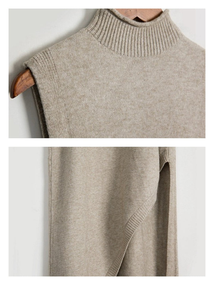 アシメスリット ニットロングワンピース