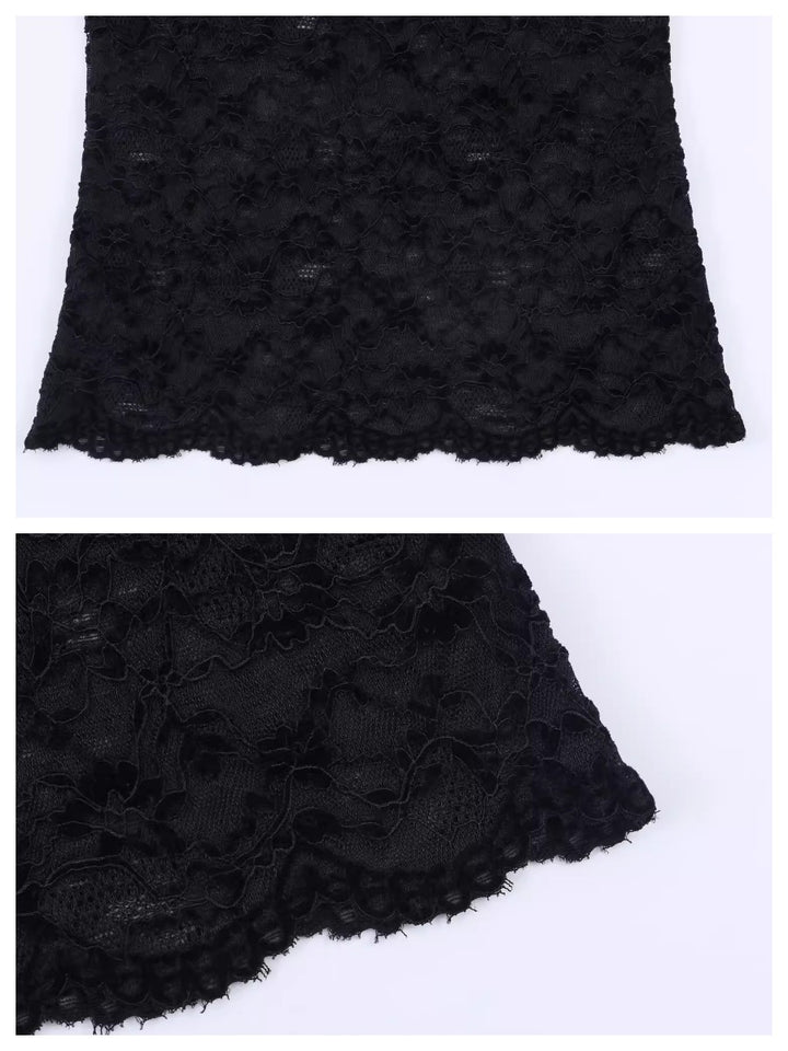 シアーレースコンパクトショートスリーブトップス