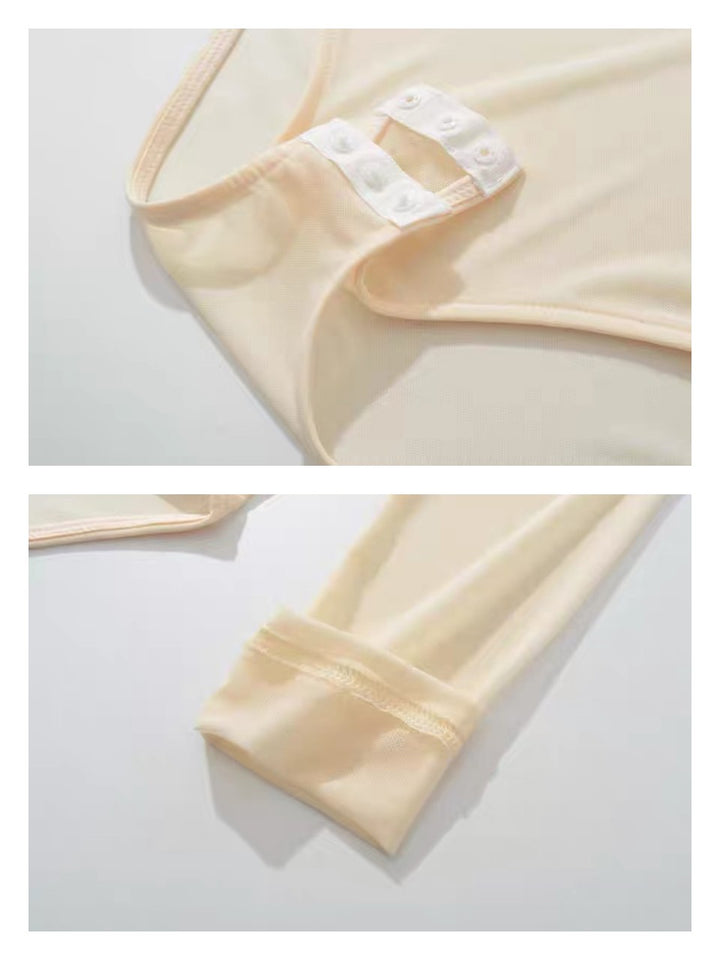 シアーモックネックボディースーツ