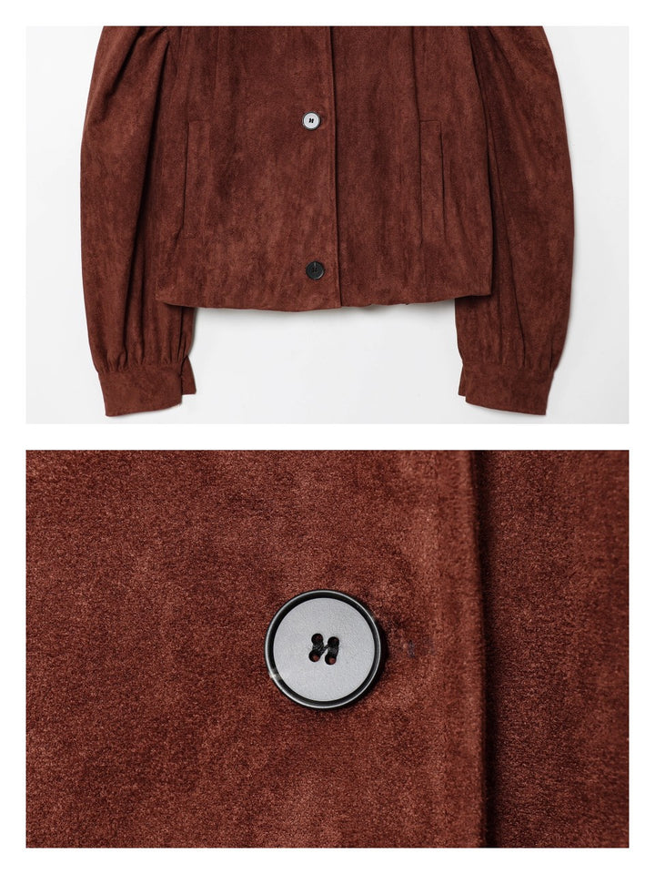 パフスリーブスウェードライクジャケット