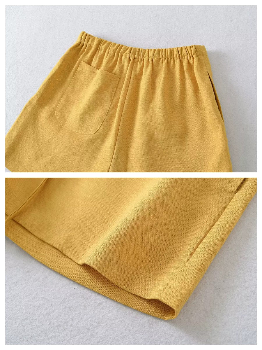 リネンブレンドイージーショートパンツ