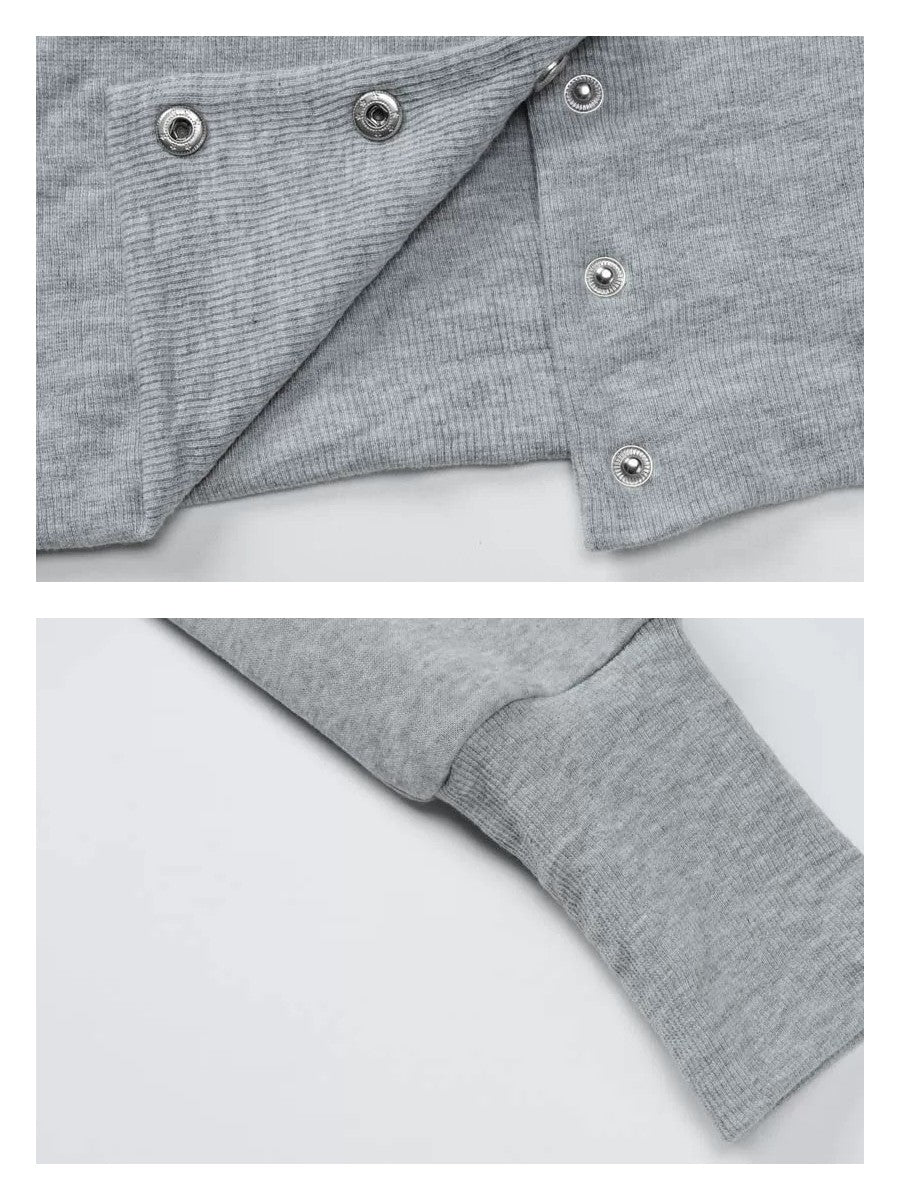 ボタンデザインスウェットワイドパンツセット