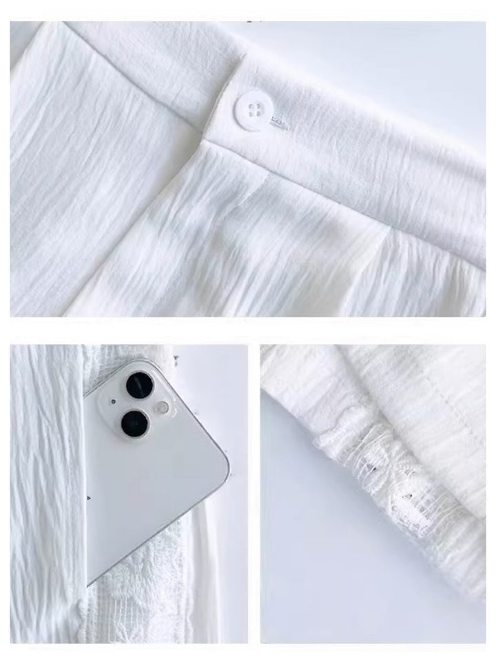 サイドフラワークロシェレースワイドパンツ