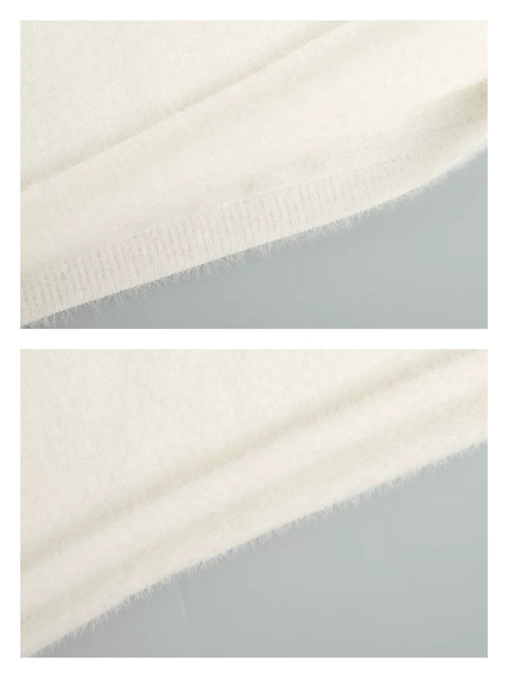 シャギーニットルーズセータースカートセット