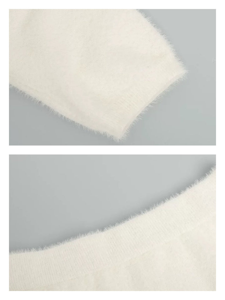 シャギーニットルーズセータースカートセット