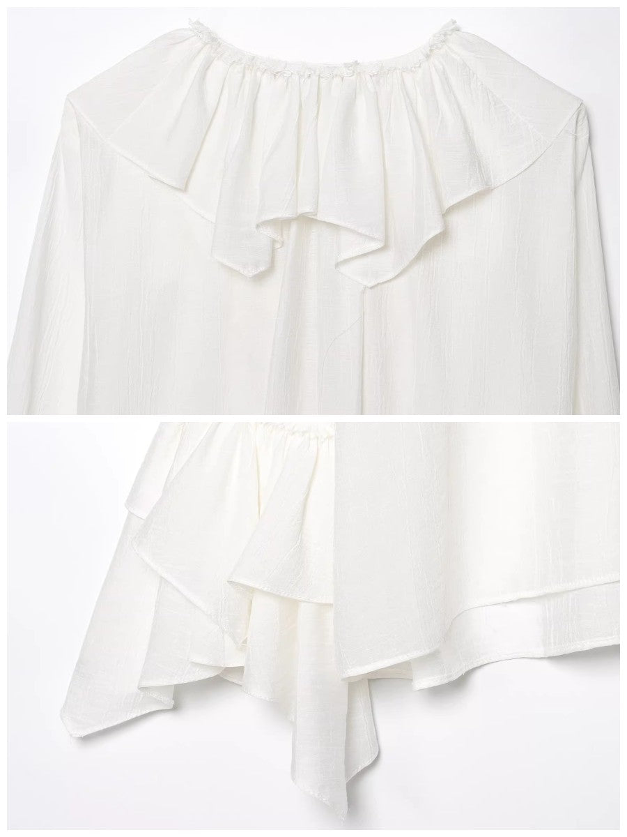 ティアードフリルスリーブブラウス