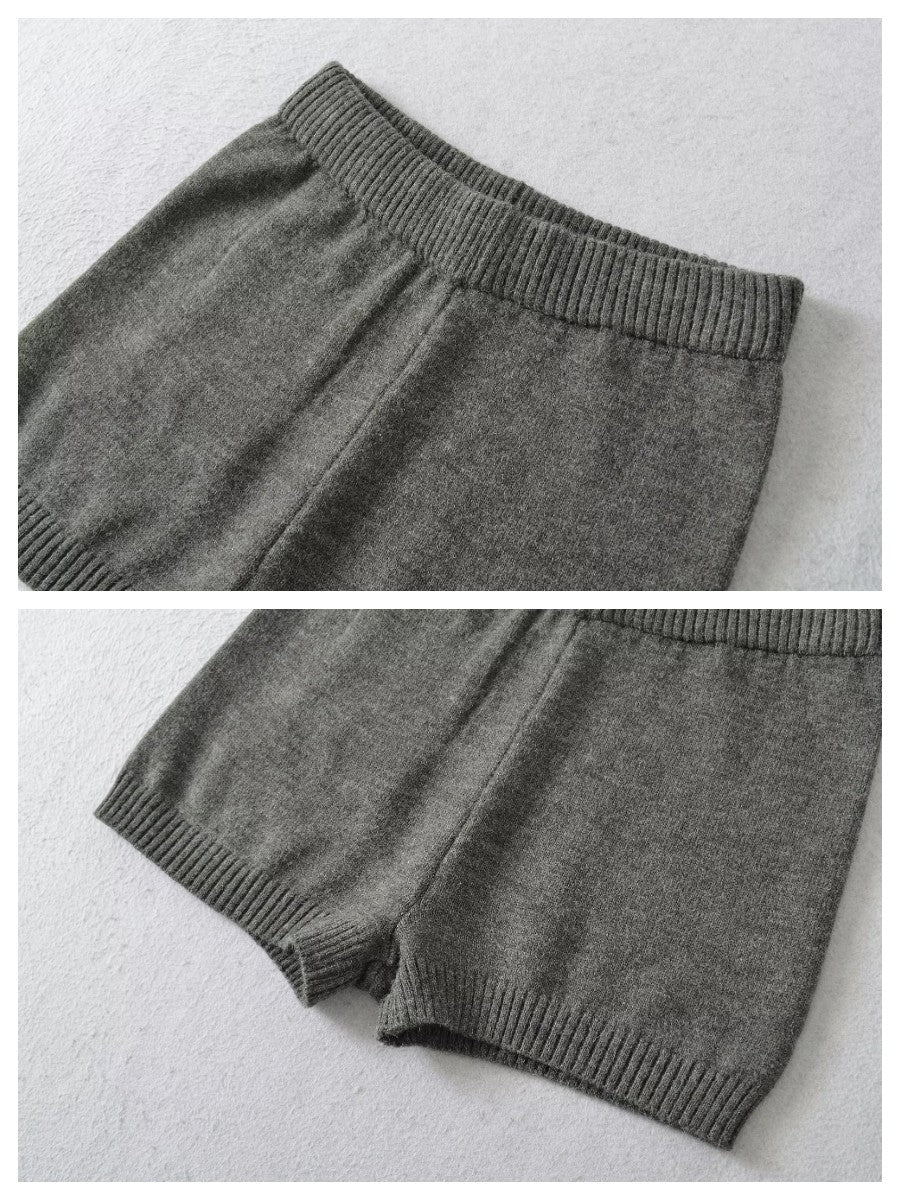 リブヘムニットショートパンツ