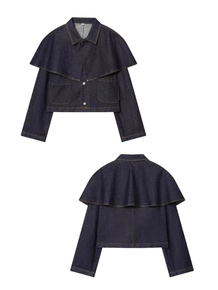 ショール付きデニムジャケット