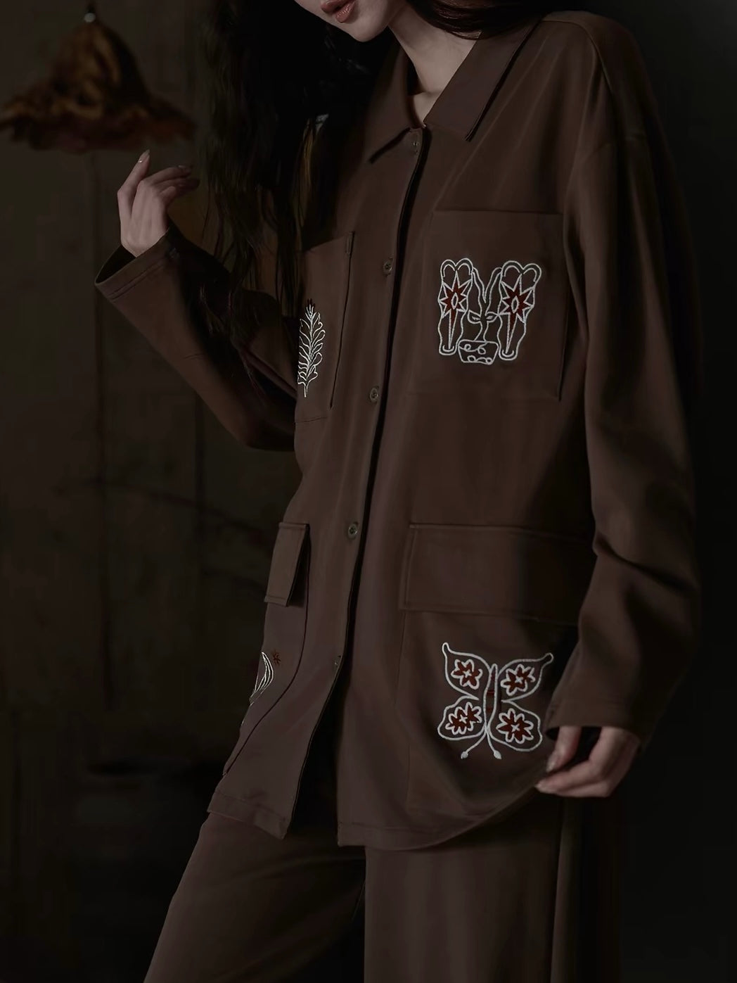 【wabi sabi】ネイチャーアート刺繍モダールコットンセットアップ
