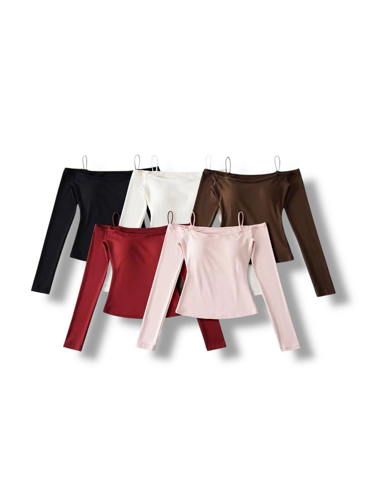 カップ付きオフショルダートップス