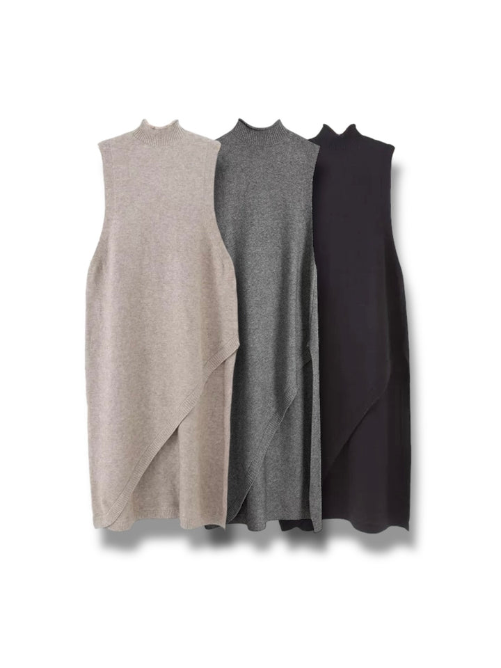 アシメスリット ニットロングワンピース