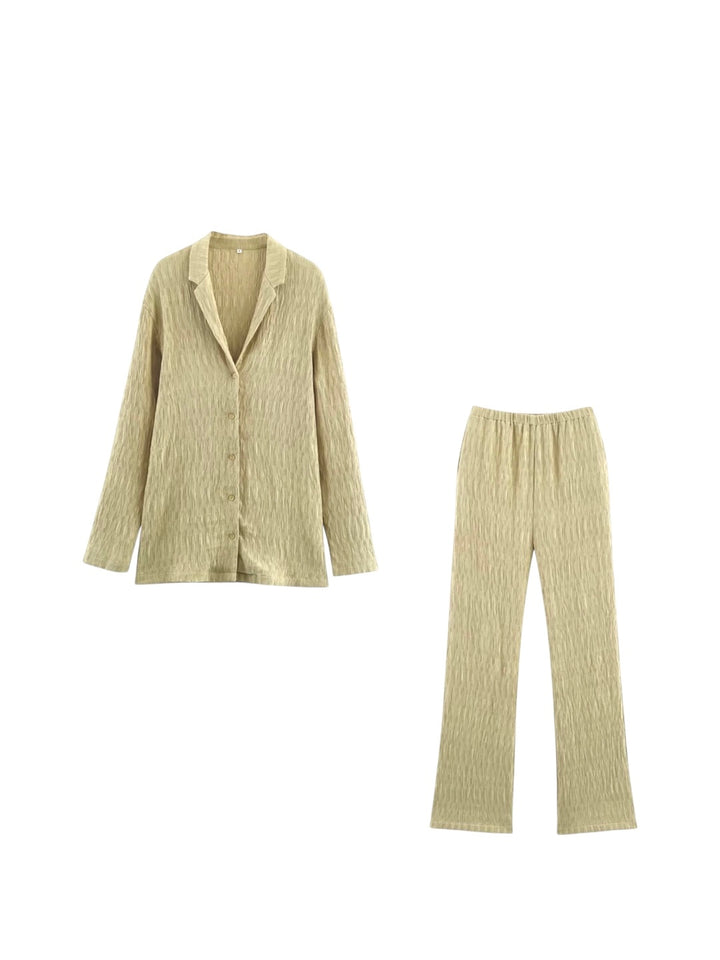 テクスチャーオープンカラーシャツパンツセット