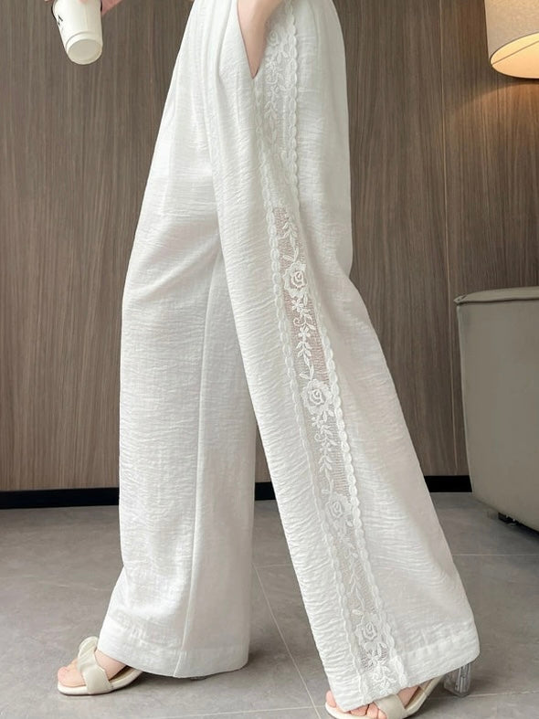 サイドフラワークロシェレースワイドパンツ