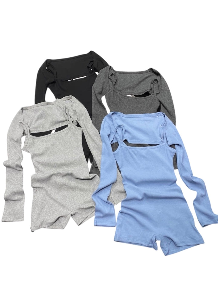 2WAYリブフィットワークアウトロンパース