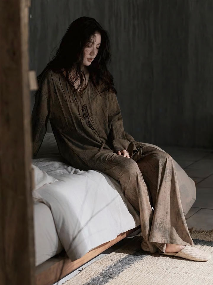 【wabi sabi】ニュアンスブラウンモダールコットンセットアップ