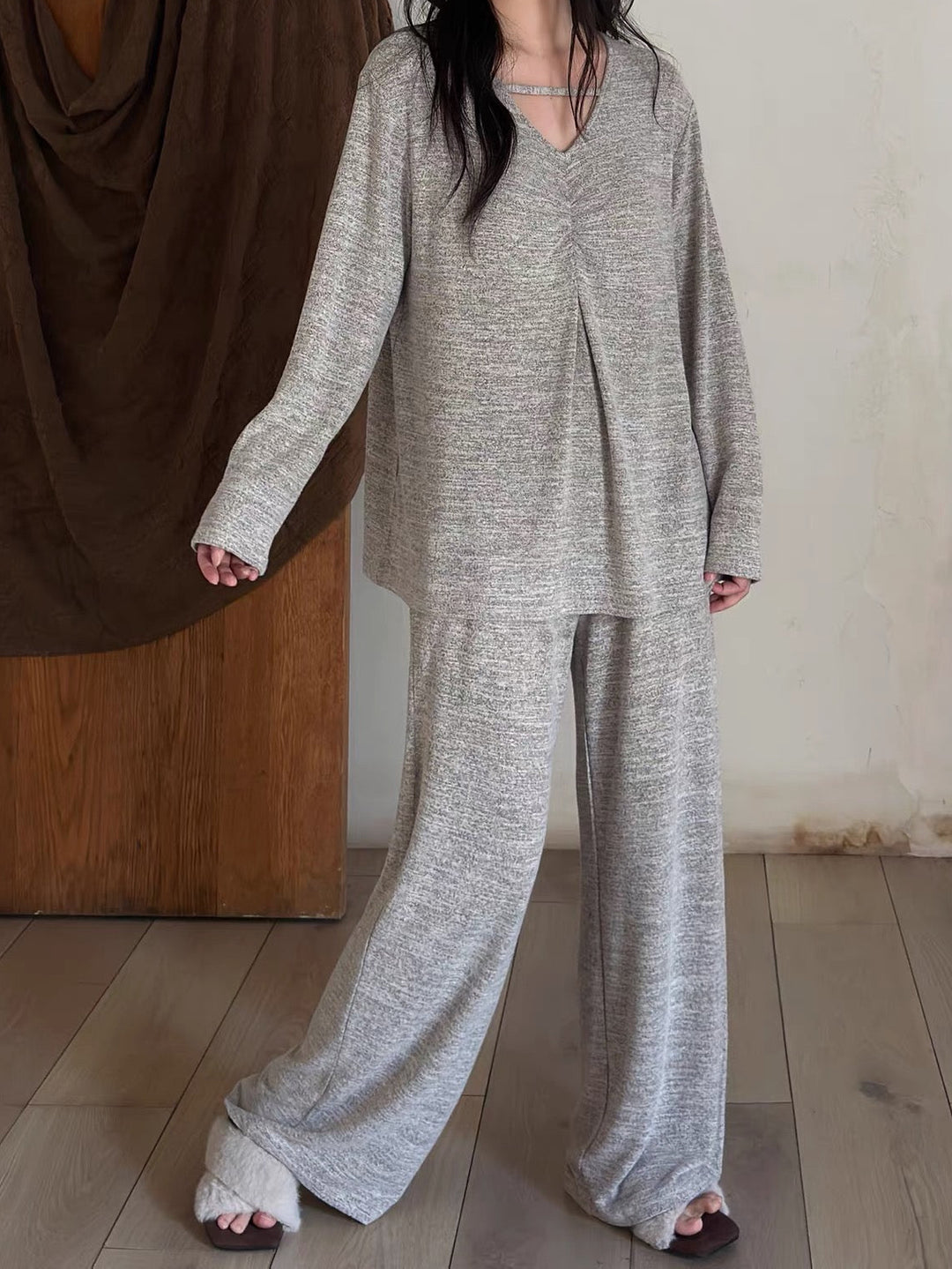 【wabi sabi】 メランジタックトップス＆パンツセット