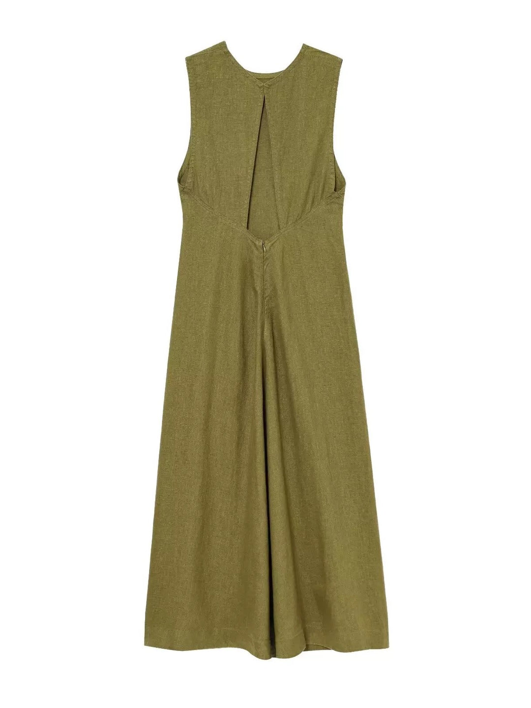 コットンリネンバックオープンスリーブレスワンピース