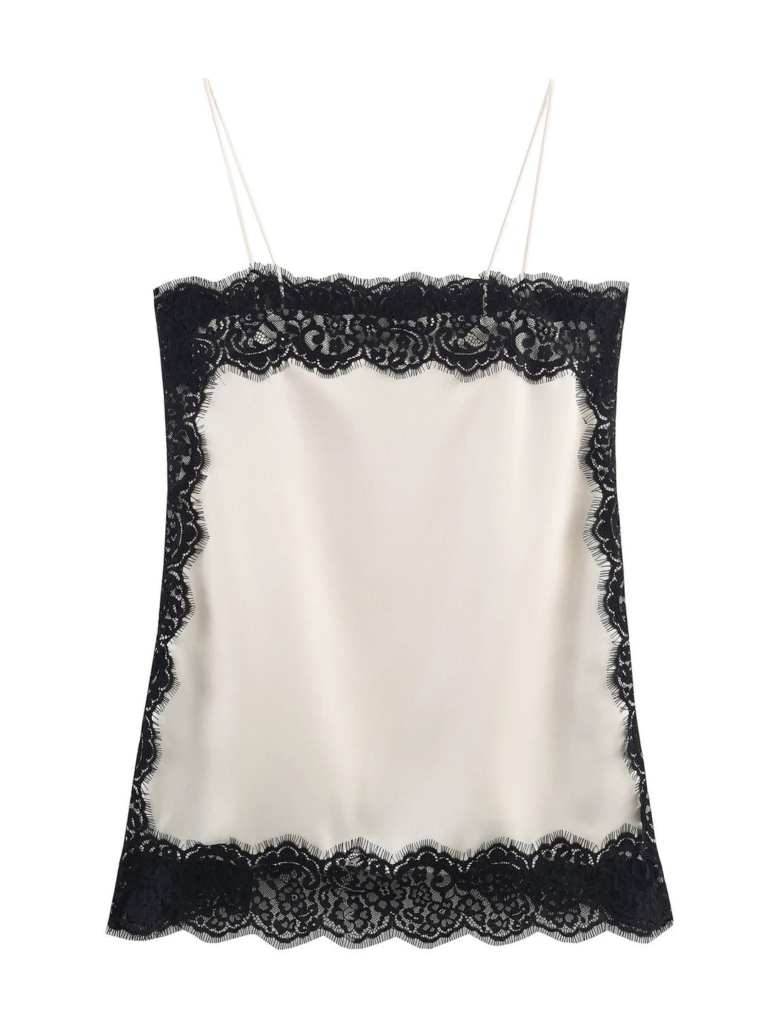 レーストリムサテンキャミソールトップス